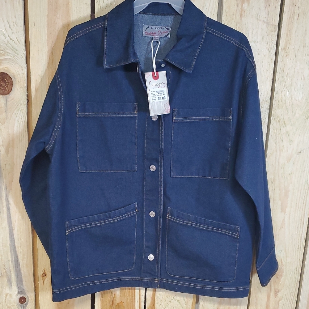 Stoosh Vintage Denim Chore Jacket Size S Workwear Chore Denim NWT